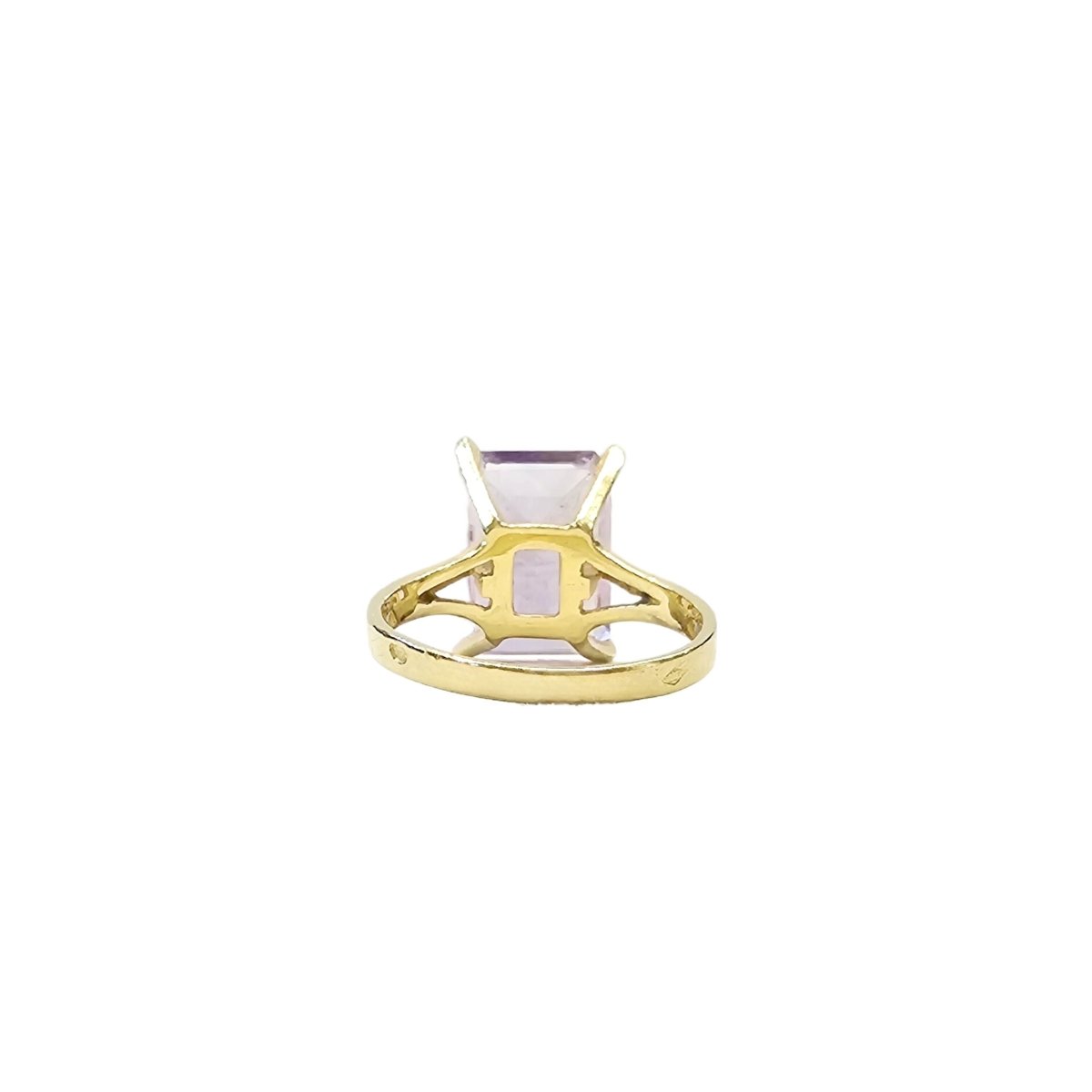 Bague en or jaune 18 carats et amethyste naturelle taille emeraude - Taille EU55 - Castafiore