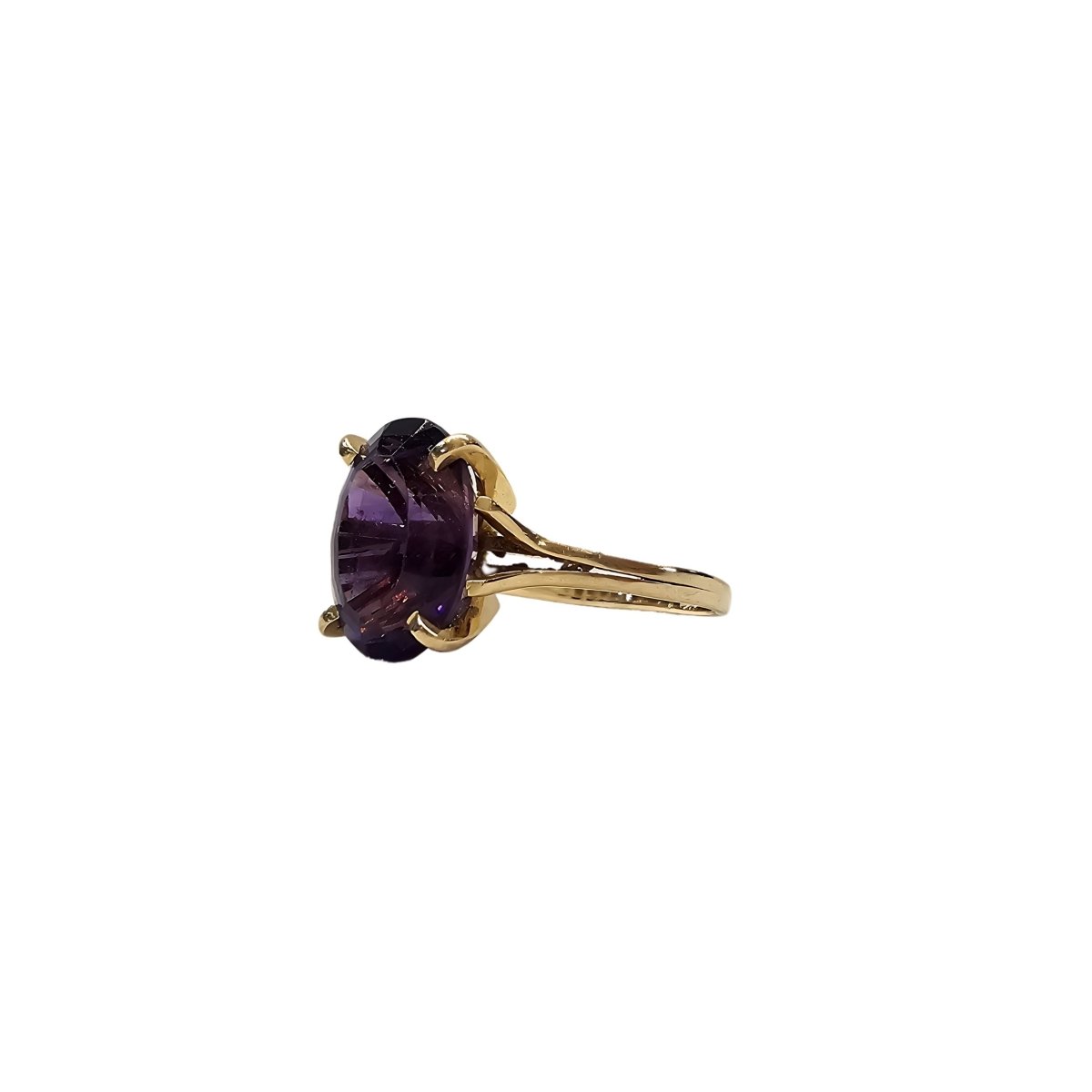 Bague en or jaune 18 carats et amethyste - Taille EU61 - Castafiore