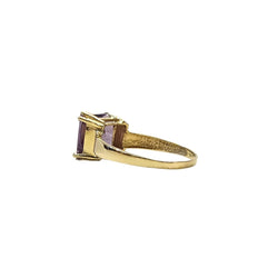 Bague en or jaune 18 carats et amethyste taille princesse - Taille EU60