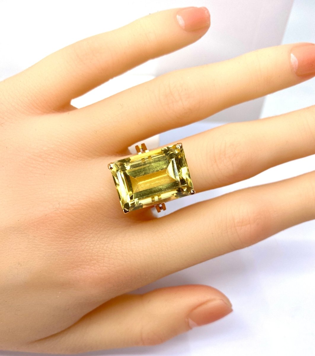 Bague en or jaune 18 carats et citrine 20 carats - Castafiore