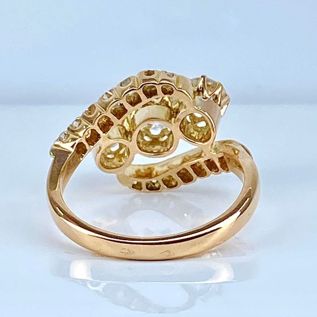 Bague en or jaune 18 carats et diamants,vers 1900 - Castafiore