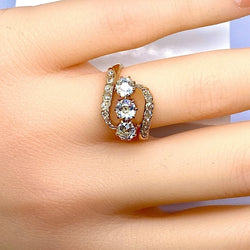 Bague en or jaune 18 carats et diamants,vers 1900 - Castafiore