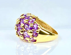 Bague en or jaune 18 carats sertie de 29 améthystes - Castafiore