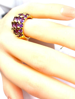Bague en or jaune 18 carats sertie de 29 améthystes - Castafiore