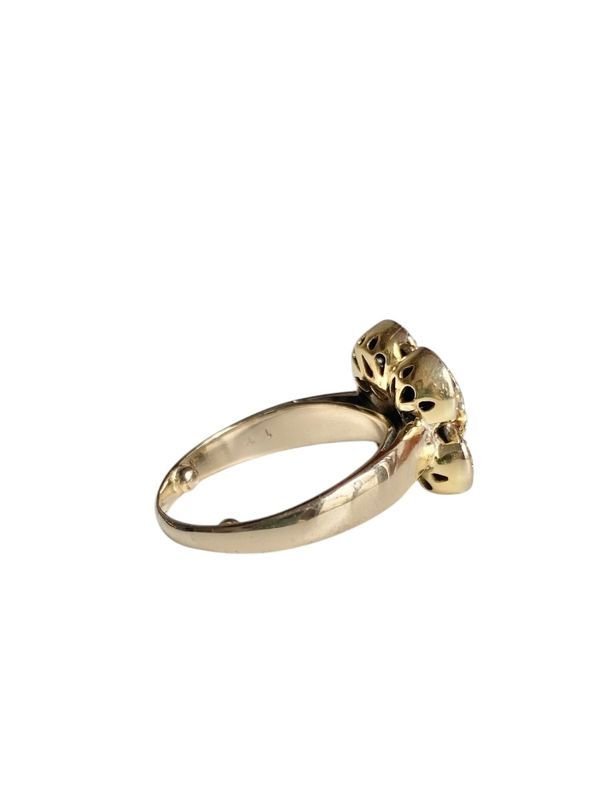 Bague en or jaune 18k en forme de fleur et diamants - Castafiore
