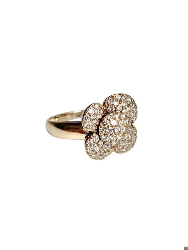 Bague en or jaune 18k en forme de fleur et diamants - Castafiore