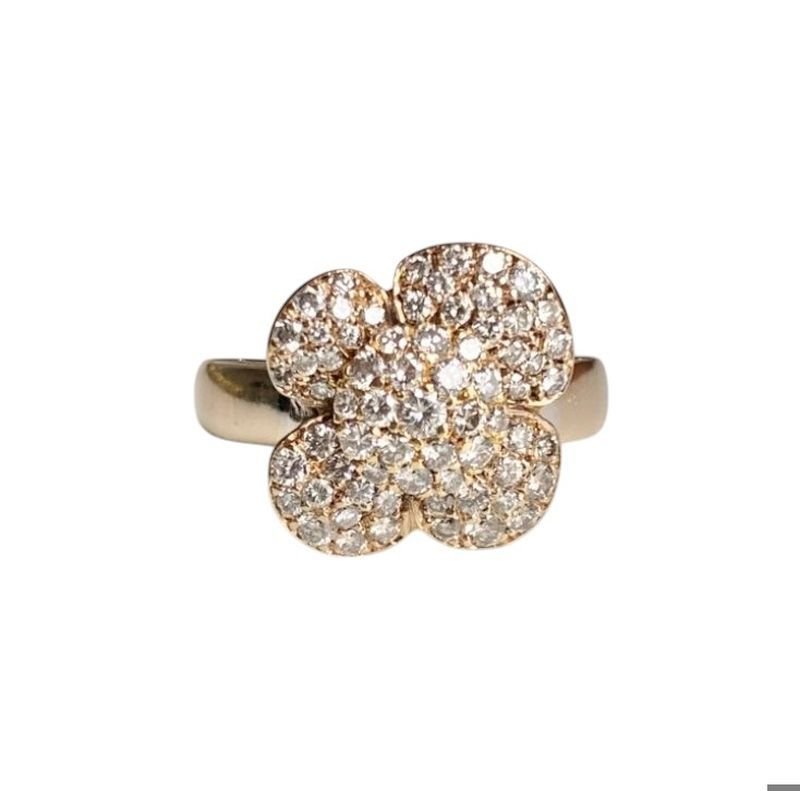 Bague en or jaune 18k en forme de fleur et diamants - Castafiore