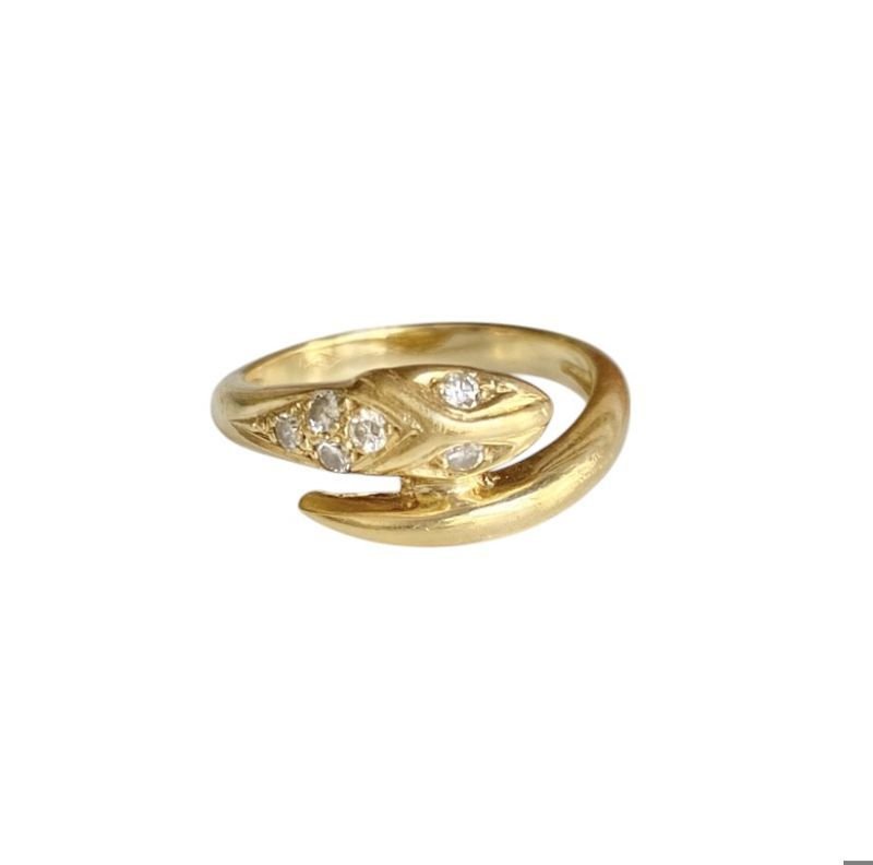 Bague en or jaune 18k en forme de serpent et diamants - Castafiore