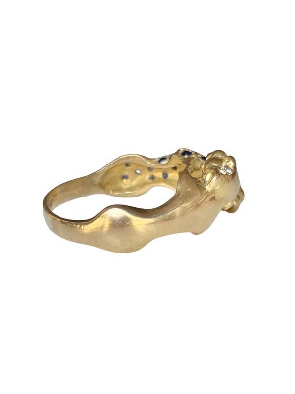 Bague en or jaune 18k représentant l'union de deux panthères - Castafiore