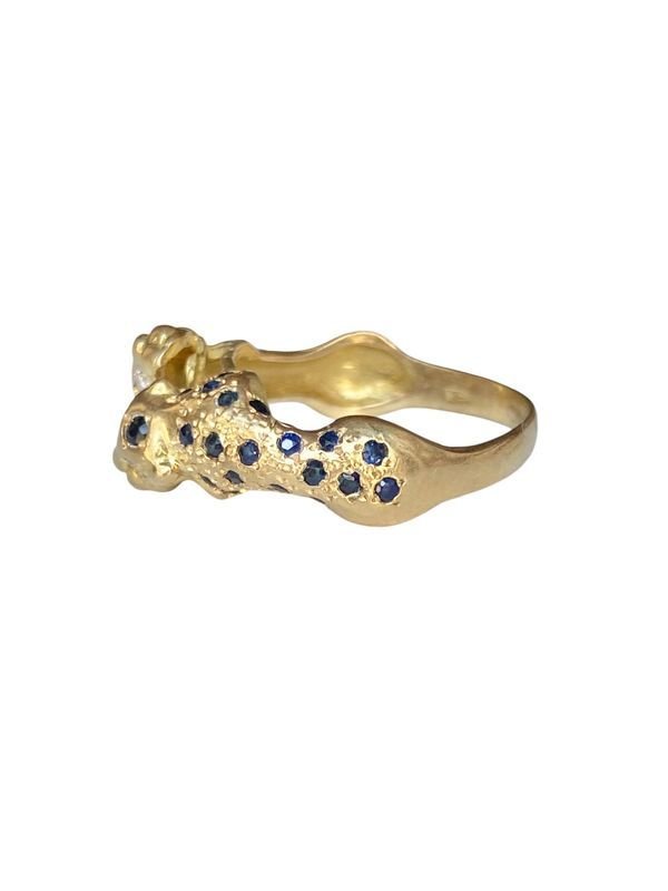 Bague en or jaune 18k représentant l'union de deux panthères - Castafiore