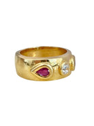 Bague en or jaune 18k rubis et diamant - Castafiore