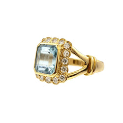 Bague en or jaune, aigue - marine, et diamants - Castafiore