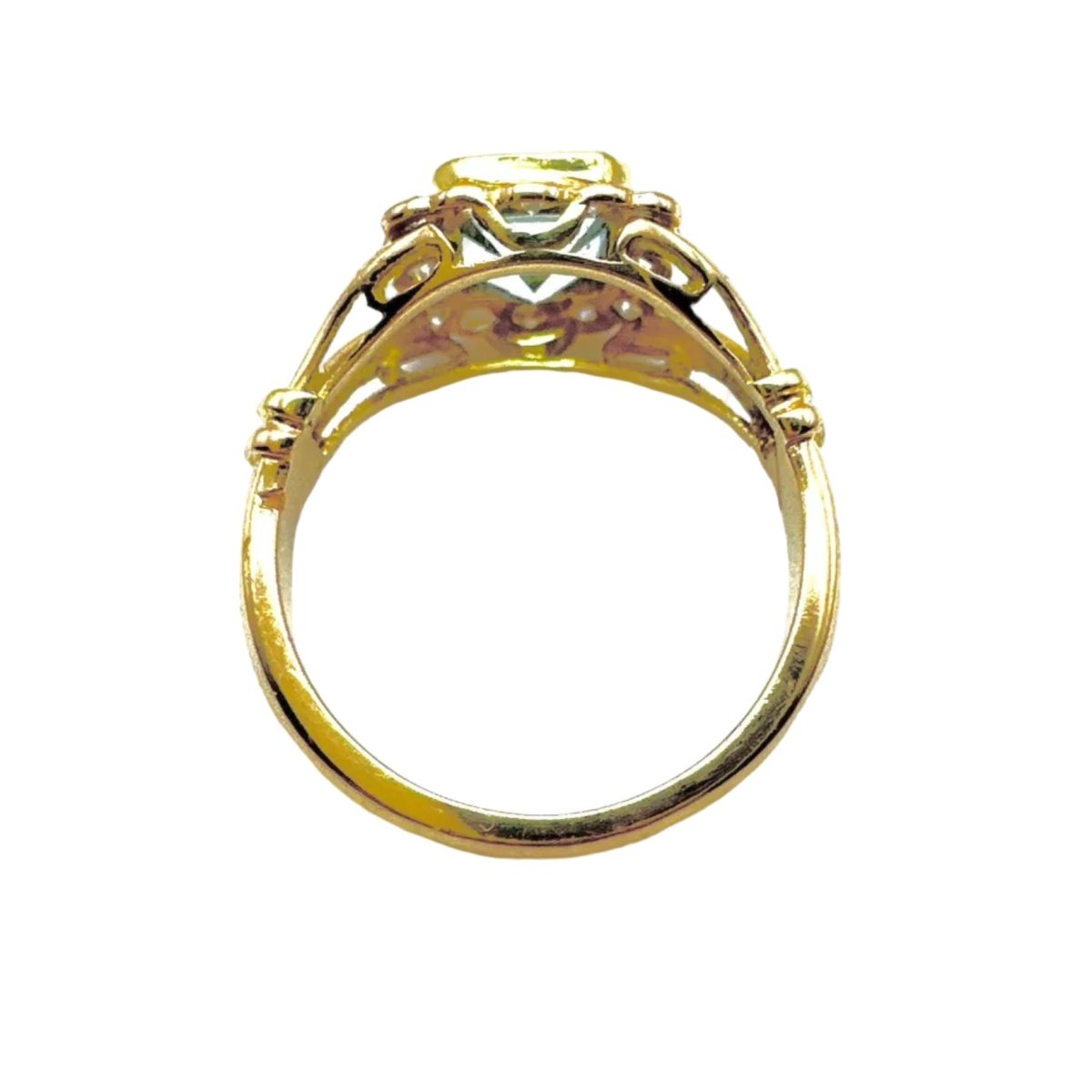 Bague en or jaune, aigue - marine, et diamants - Castafiore