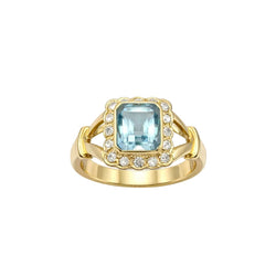 Bague en or jaune, aigue - marine, et diamants - Castafiore
