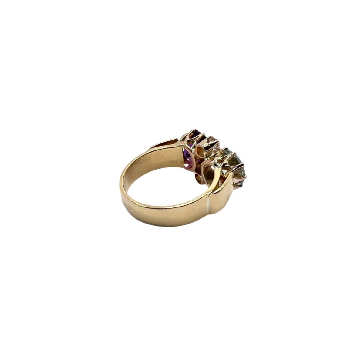 Bague en or jaune, améthyste aigue - marine et diamants - Castafiore