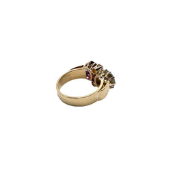 Bague en or jaune, améthyste aigue - marine et diamants - Castafiore