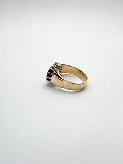 Bague en or jaune, améthyste aigue - marine et diamants - Castafiore