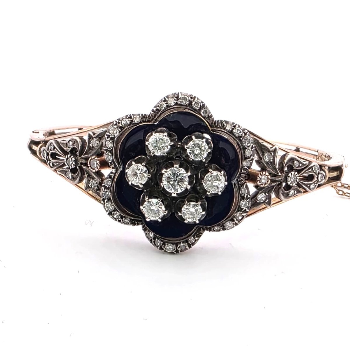 Bague en or jaune, argent, émail et diamants - Castafiore