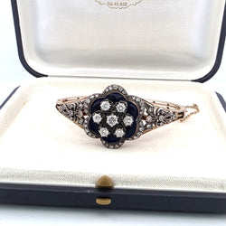 Bague en or jaune, argent, émail et diamants - Castafiore