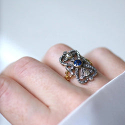 Bague en or jaune, argent et diamants - Castafiore