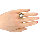 Bague en or jaune, argent , perle fine et diamant - Castafiore