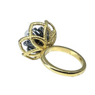 Bague en or jaune, argent , perle fine et diamant - Castafiore