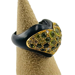 Bague en or jaune, bois d'amourette et diamants - Castafiore