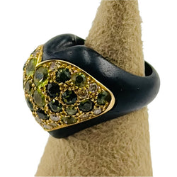 Bague en or jaune, bois d'amourette et diamants - Castafiore