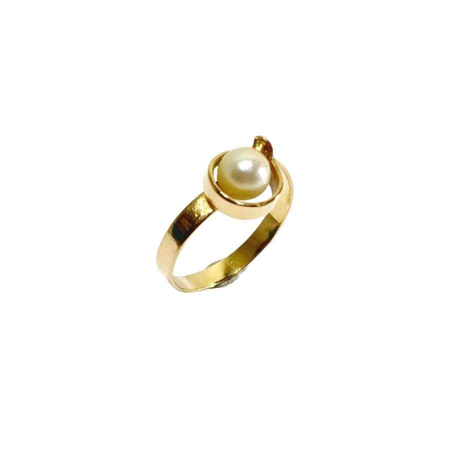 Bague en or jaune carats et perle - Castafiore