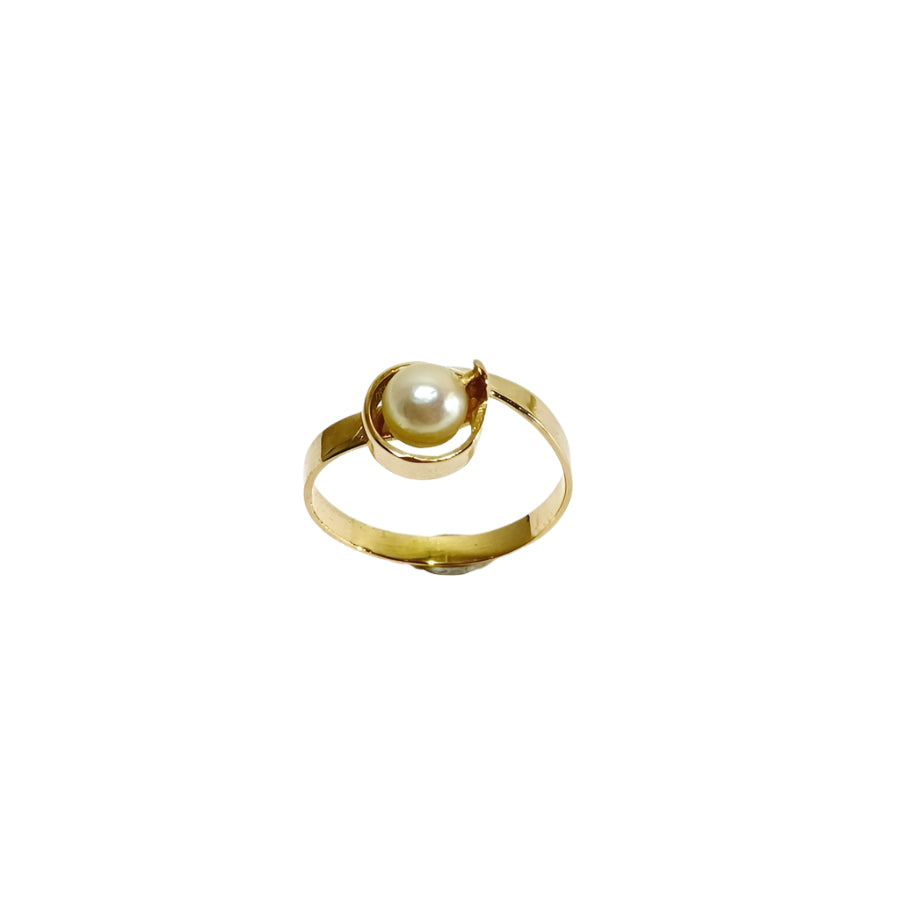 Bague en or jaune carats et perle - Castafiore