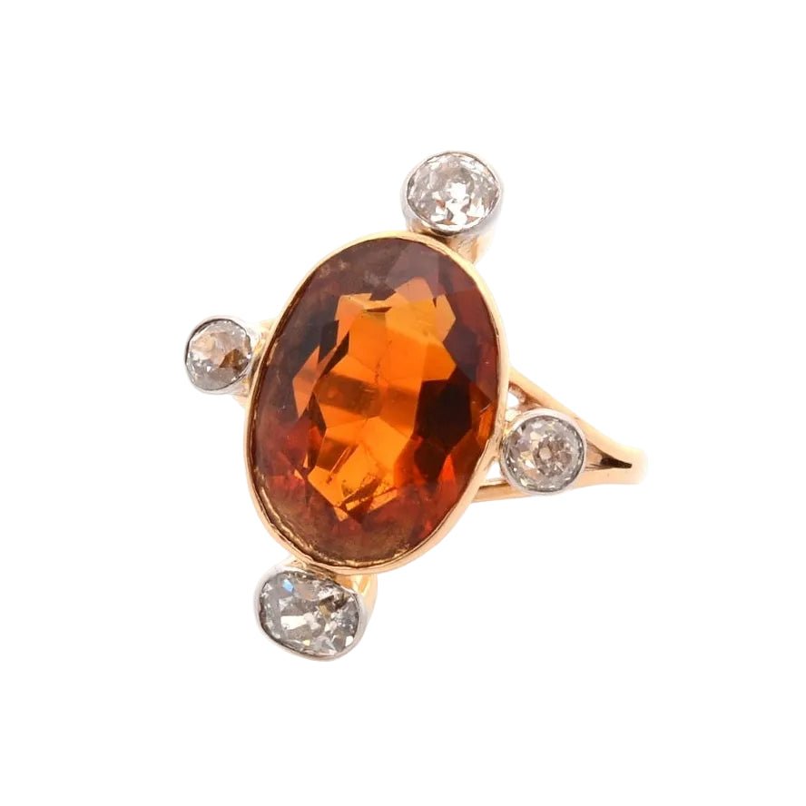 Ring old Madeira citrine and diamonds