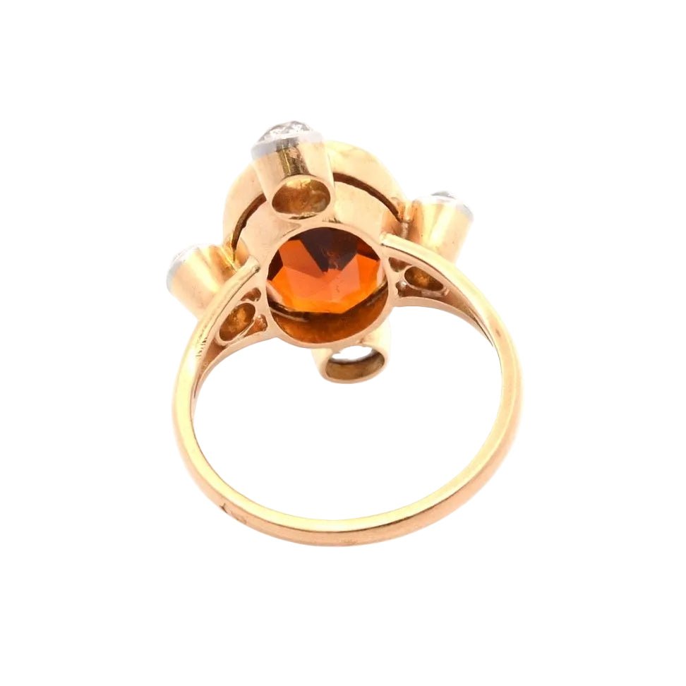 Ring old Madeira citrine and diamonds