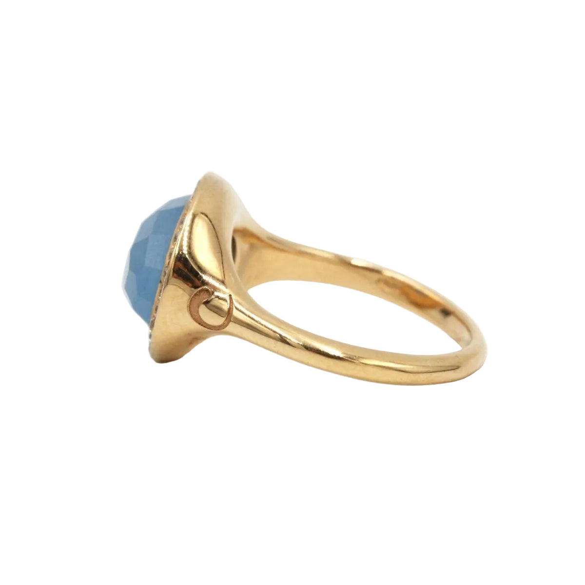 Bague en or jaune, diamants et calcédoine - Castafiore