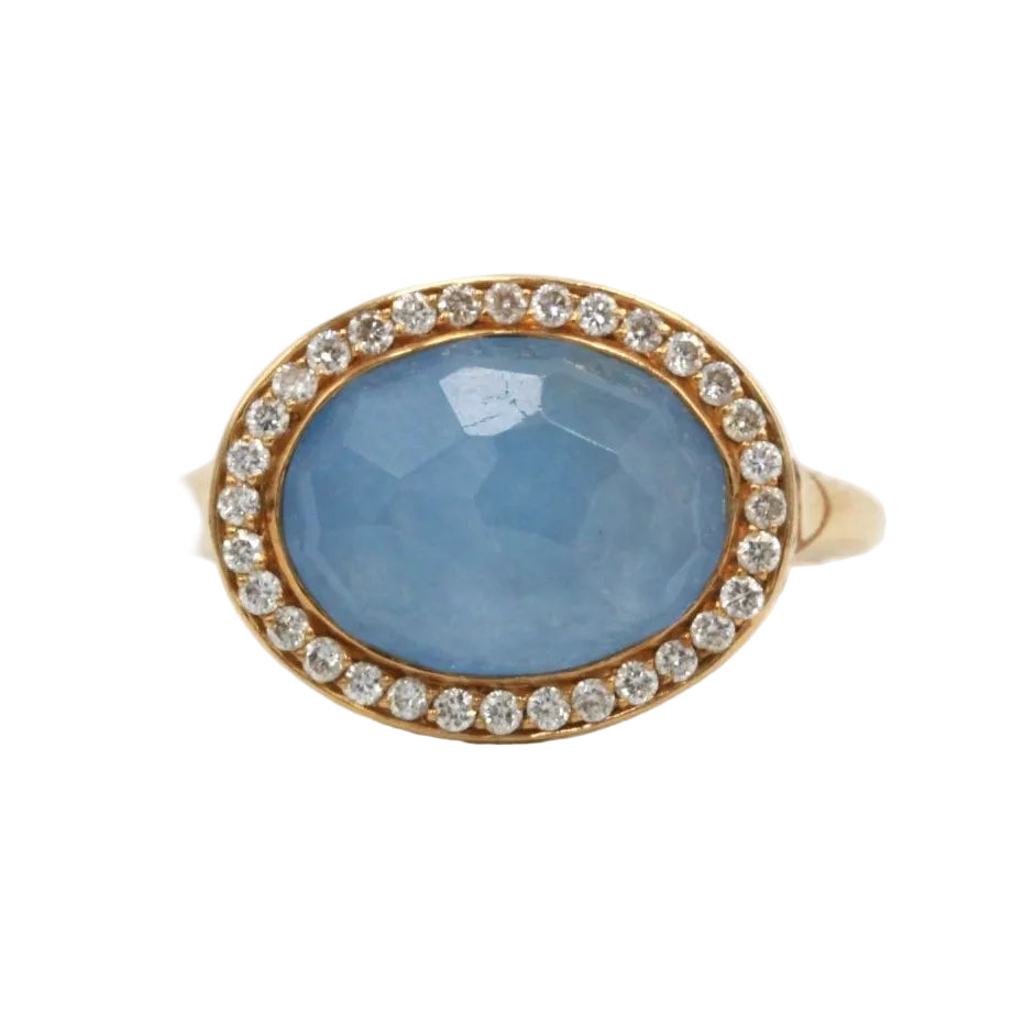 Bague en or jaune, diamants et jade jadéite