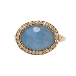 Bague en or jaune, diamants et calcédoine - Castafiore