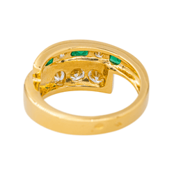 Bague en or jaune diamants et émeraudes - Castafiore