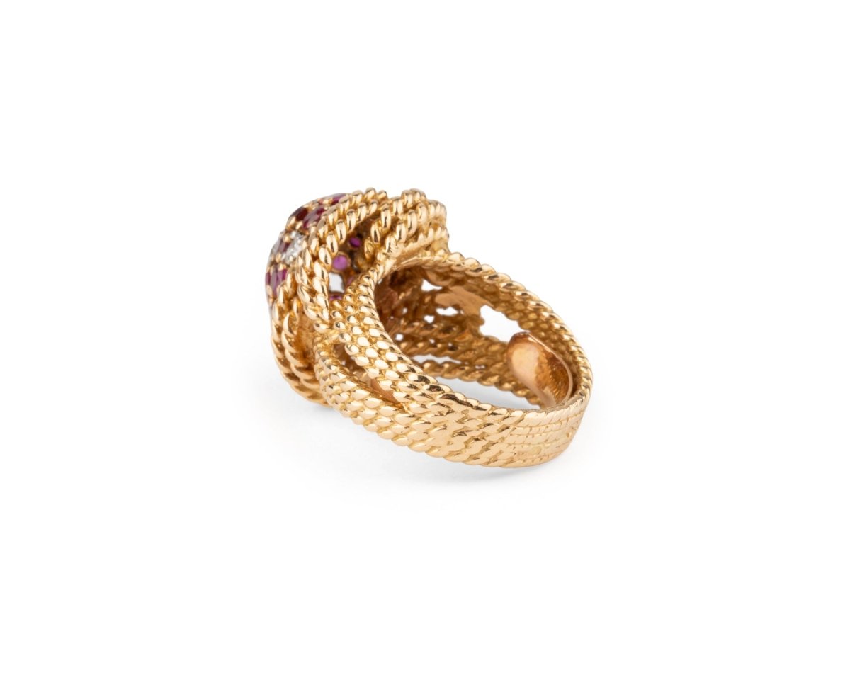 Bague Dôme en or jaune, rubis et diamants