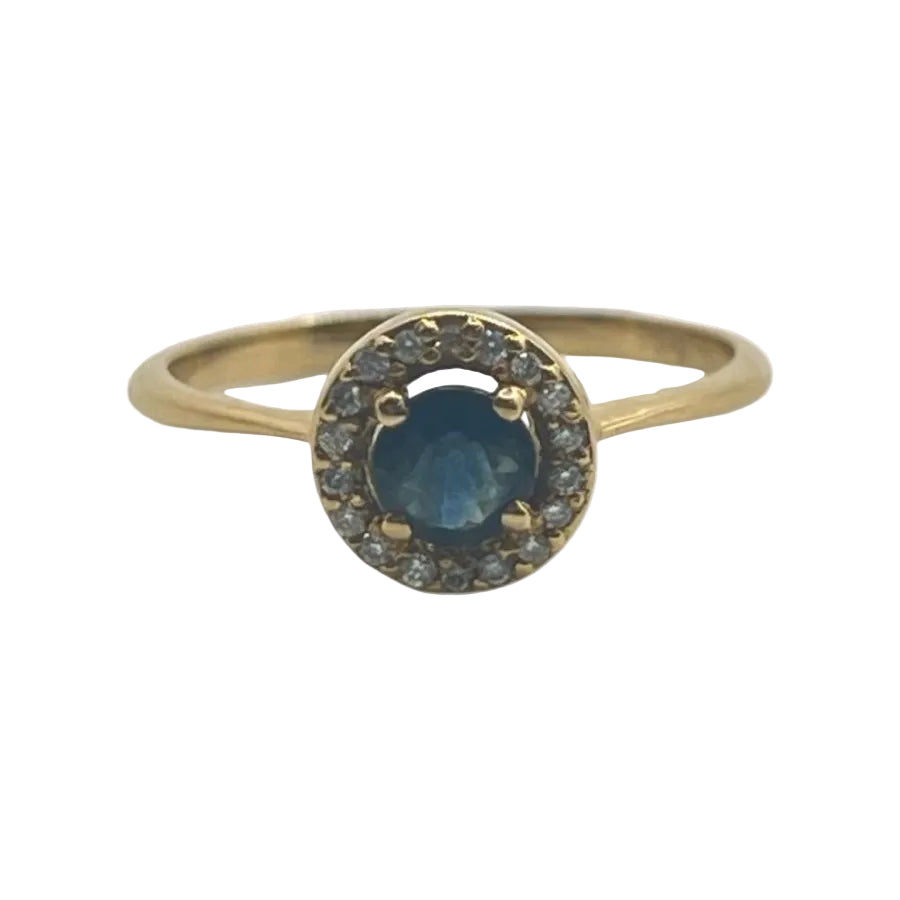 Bague en or jaune diamants et saphir - Castafiore