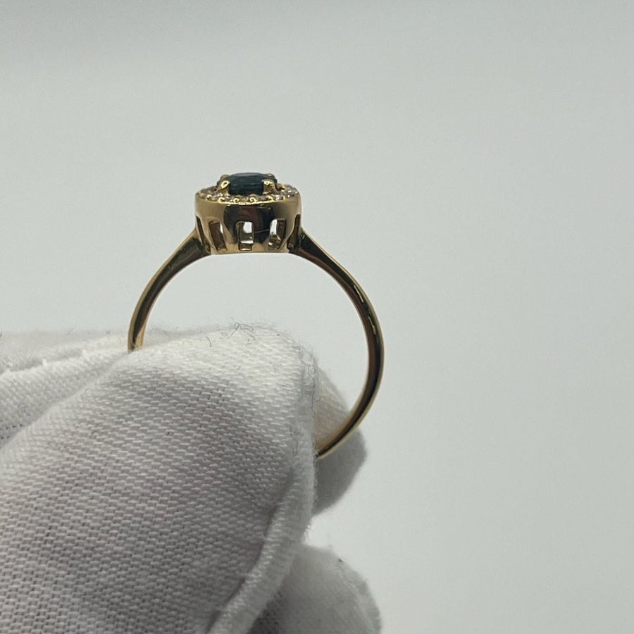 Bague en or jaune diamants et saphir - Castafiore