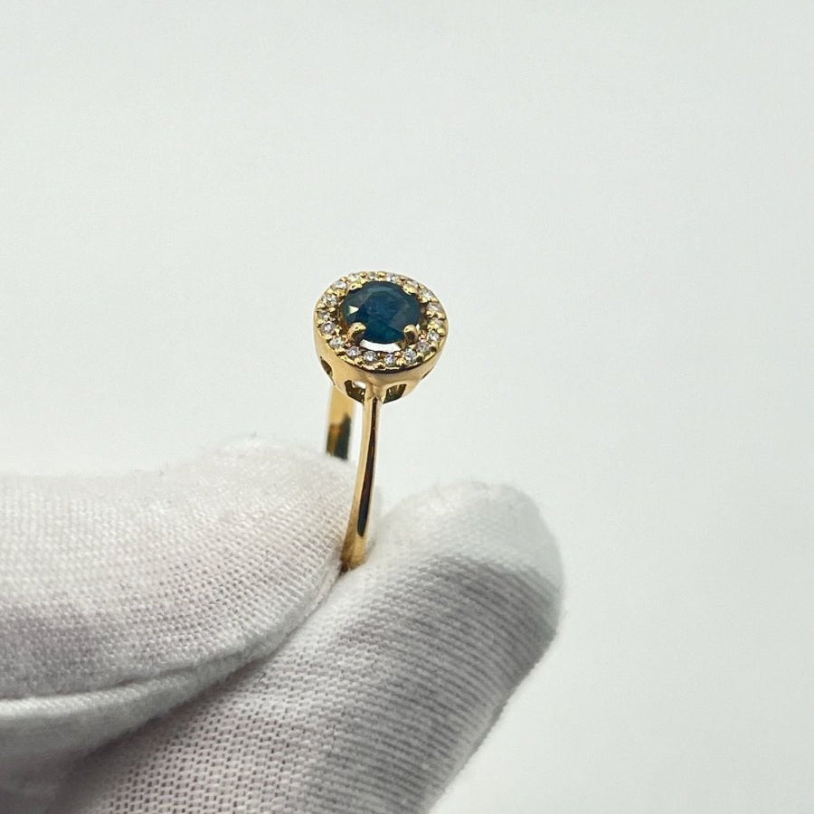 Bague en or jaune diamants et saphir - Castafiore