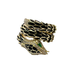 Bague en or jaune, émail, émeraudes et diamants - Castafiore