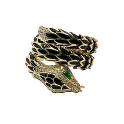 Bague en or jaune, émail, émeraudes et diamants - Castafiore