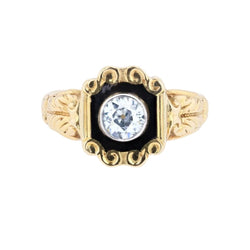 Bague en or jaune, émail et diamant - Castafiore