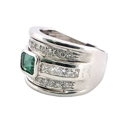 Bague en or jaune, émeraude diamants - Castafiore