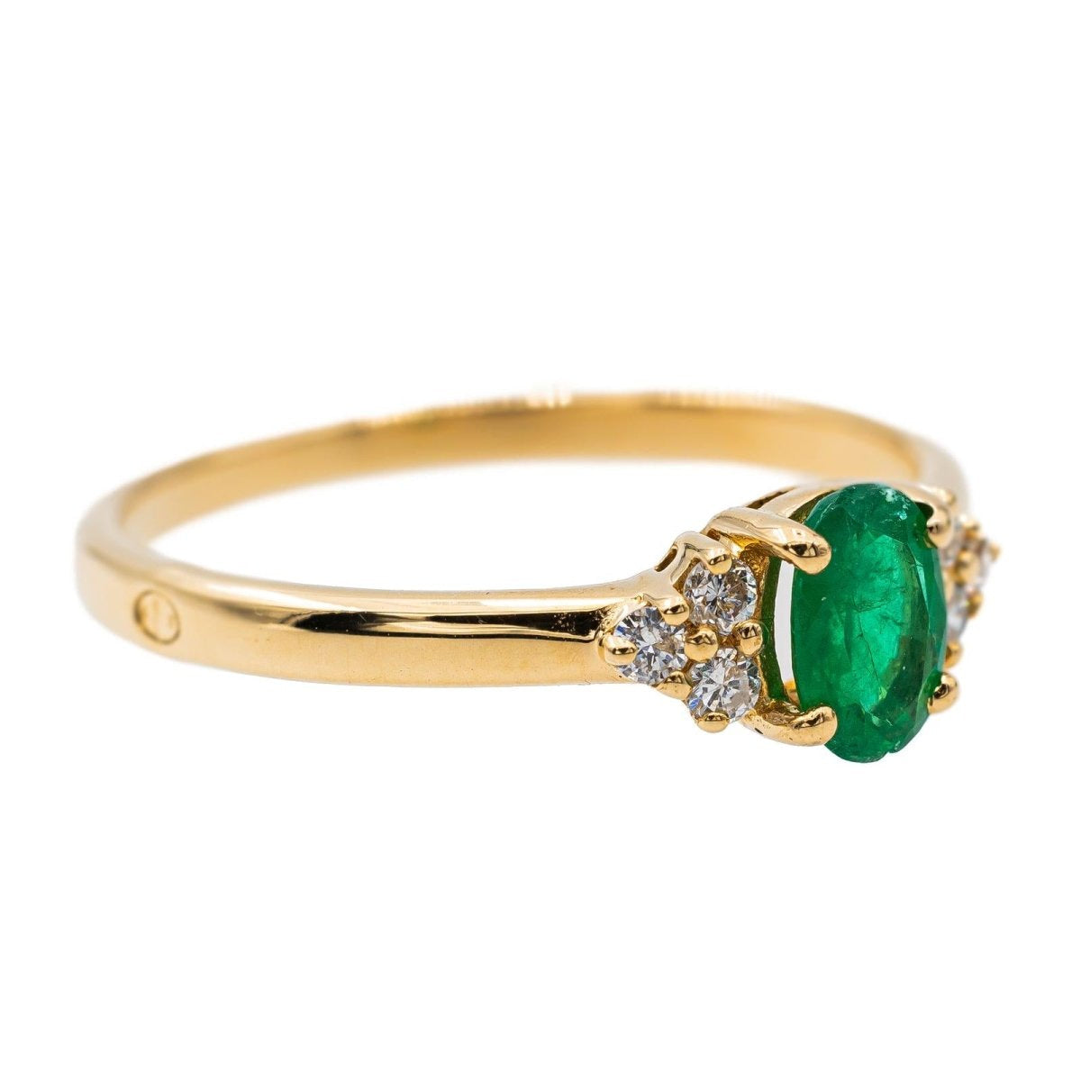 Bague en or jaune, émeraude, et diamant - Castafiore