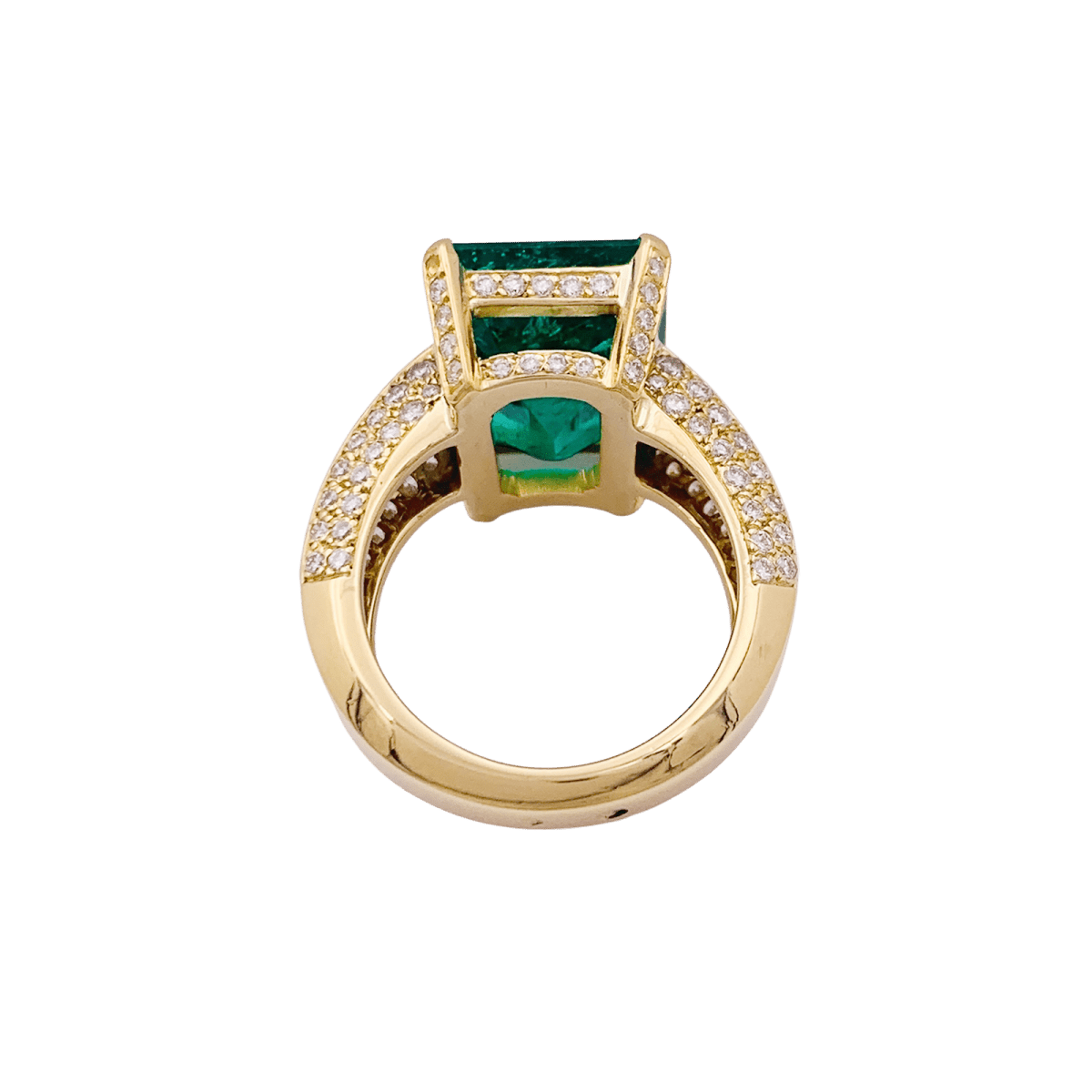 Bague en or jaune, émeraude et diamants - Castafiore