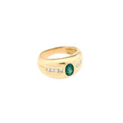 Bague en or jaune émeraude et diamants - Castafiore