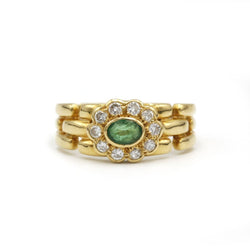 Bague en or jaune, émeraude et diamants - Castafiore
