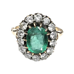 Bague en or jaune, émeraude et diamants - Castafiore