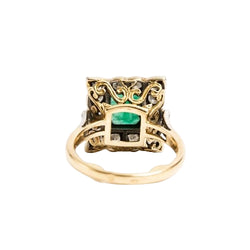 Bague en or jaune émeraude et diamants - Castafiore